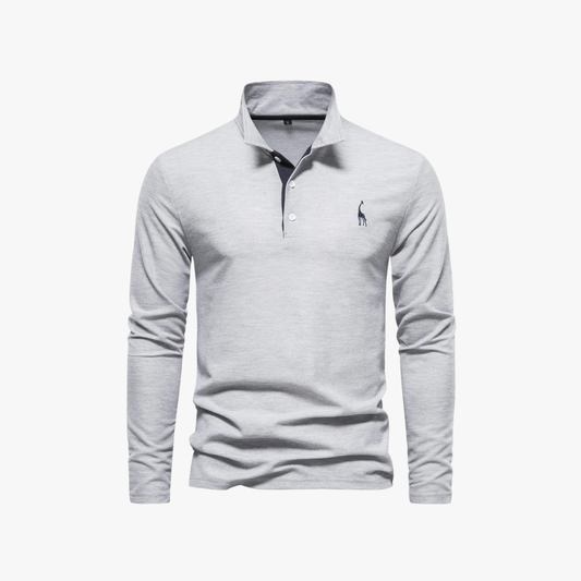 Slim fit herenpolo met lange mouwen en moderne look – RENVAR - Glamorix