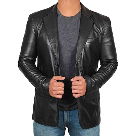 Leren heren blazer met moderne slim fit en tijdloze uitstraling – VALGRANO EdgeLine - Glamorix