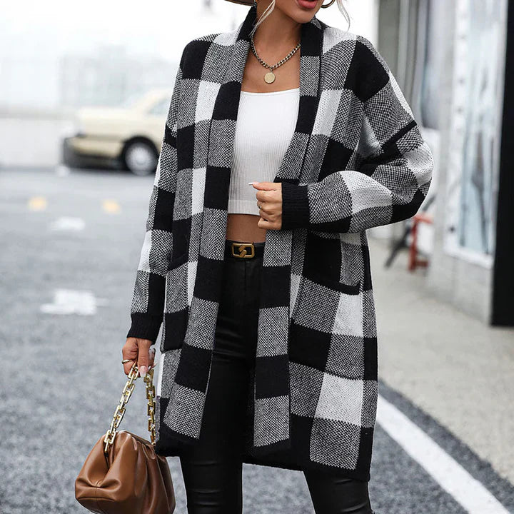PLAIDPERFECT - Lang Geruit Vest voor Dames