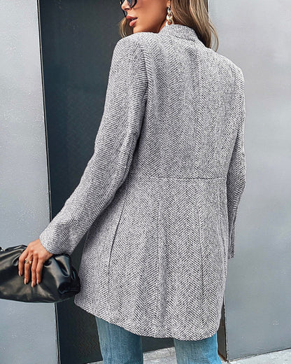 CAMILLE - Lange blazer met open voorkant en zakken voor dames