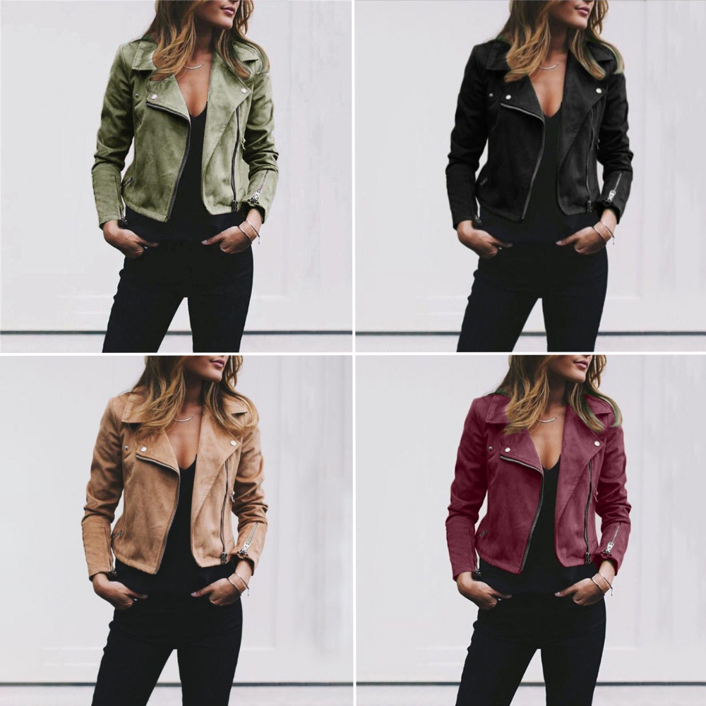 NOVA - Suède bikerjack met ritsdetails voor dames