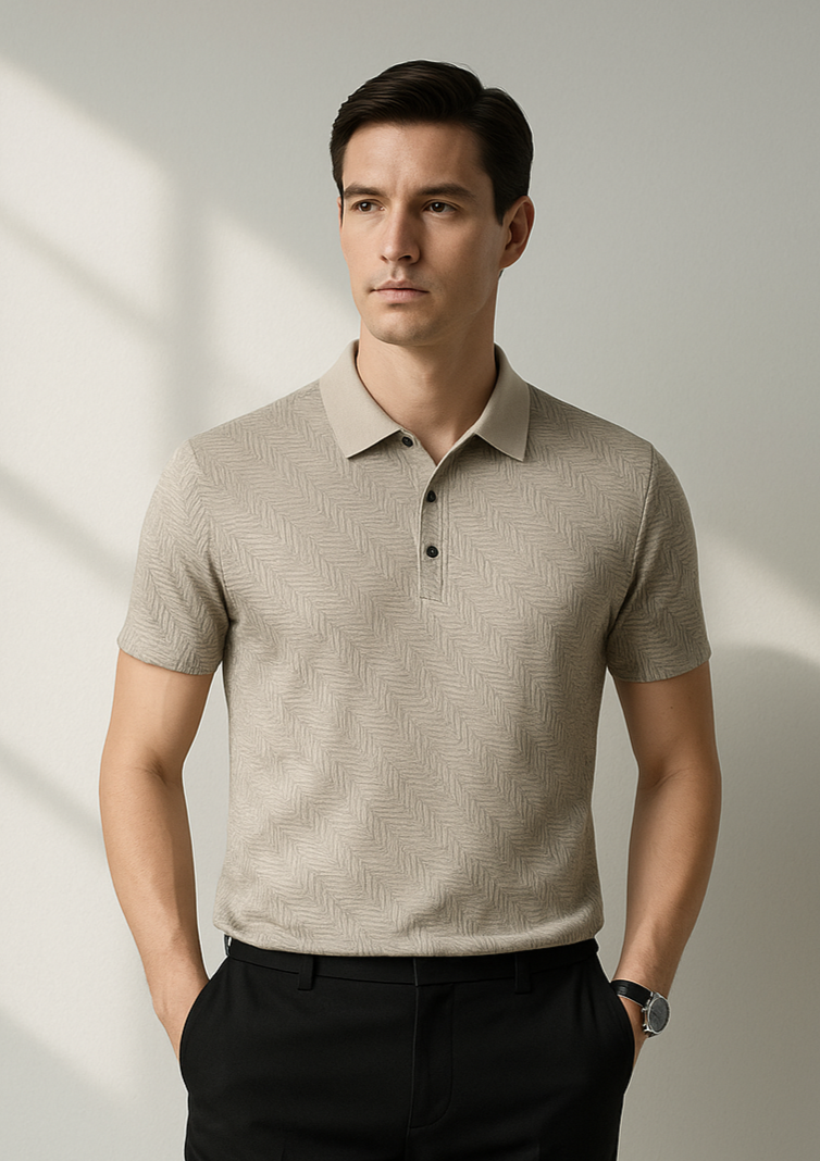 Moderne herenpolo met korte mouwen en stijlvolle afwerking – LUCENTO - Glamorix