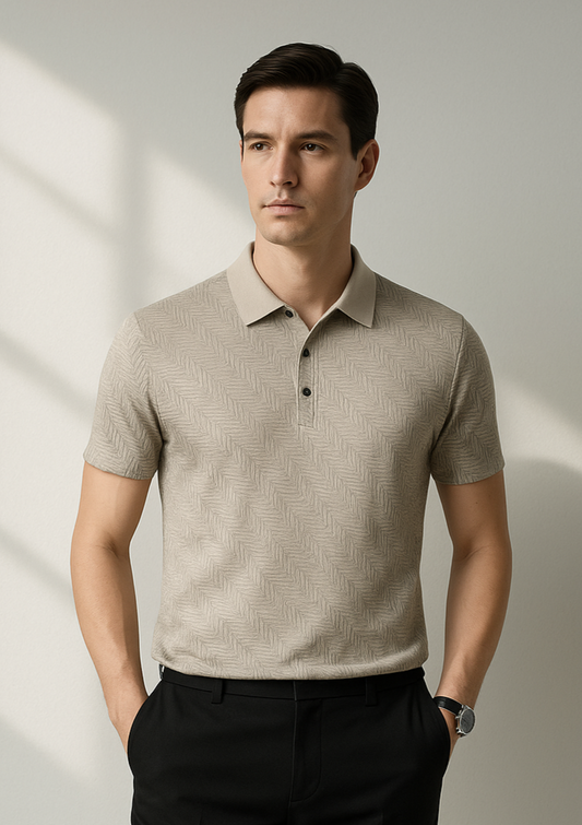 Moderne herenpolo met korte mouwen en stijlvolle afwerking – LUCENTO - Glamorix
