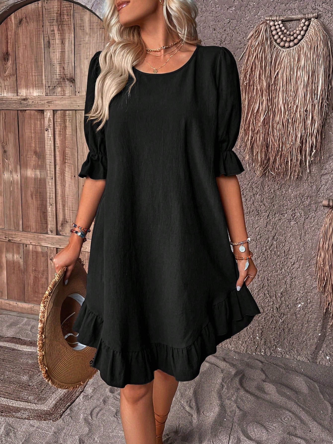 Luchtige midi-jurk met speelse flair – LUNARIA - Glamorix