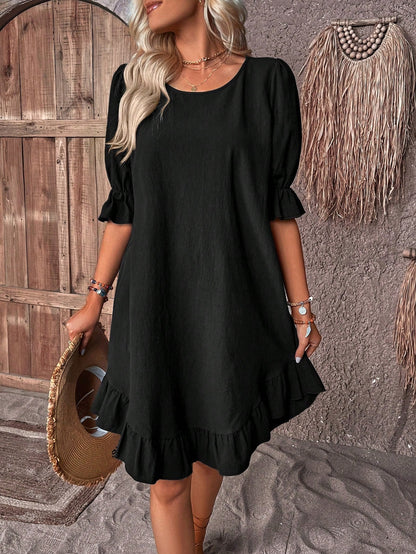Luchtige midi-jurk met speelse flair – LUNARIA - Glamorix