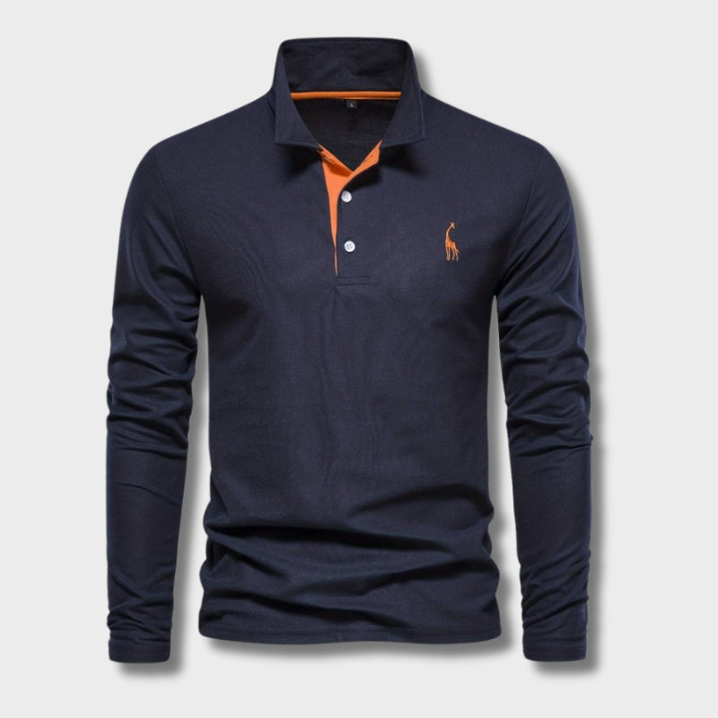 AXEL – Lange mouwen poloshirt met contrasterende afwerking voor een moderne en verfijnde look