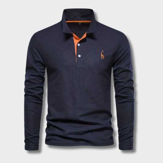 AXEL – Lange mouwen poloshirt met contrasterende afwerking voor een moderne en verfijnde look
