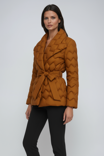ISABELLA – Gewatteerde dames winterjas met strikceintuur - Glamorix