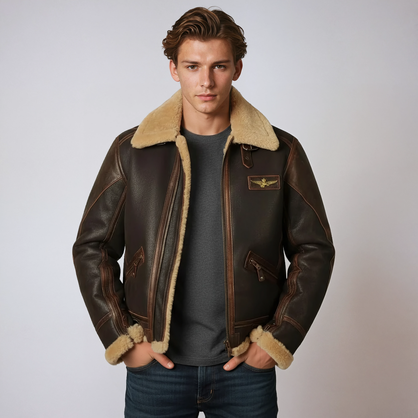 Tom - Pilotenjas Heren | Bontvoering & Ritsluiting - Glamorix