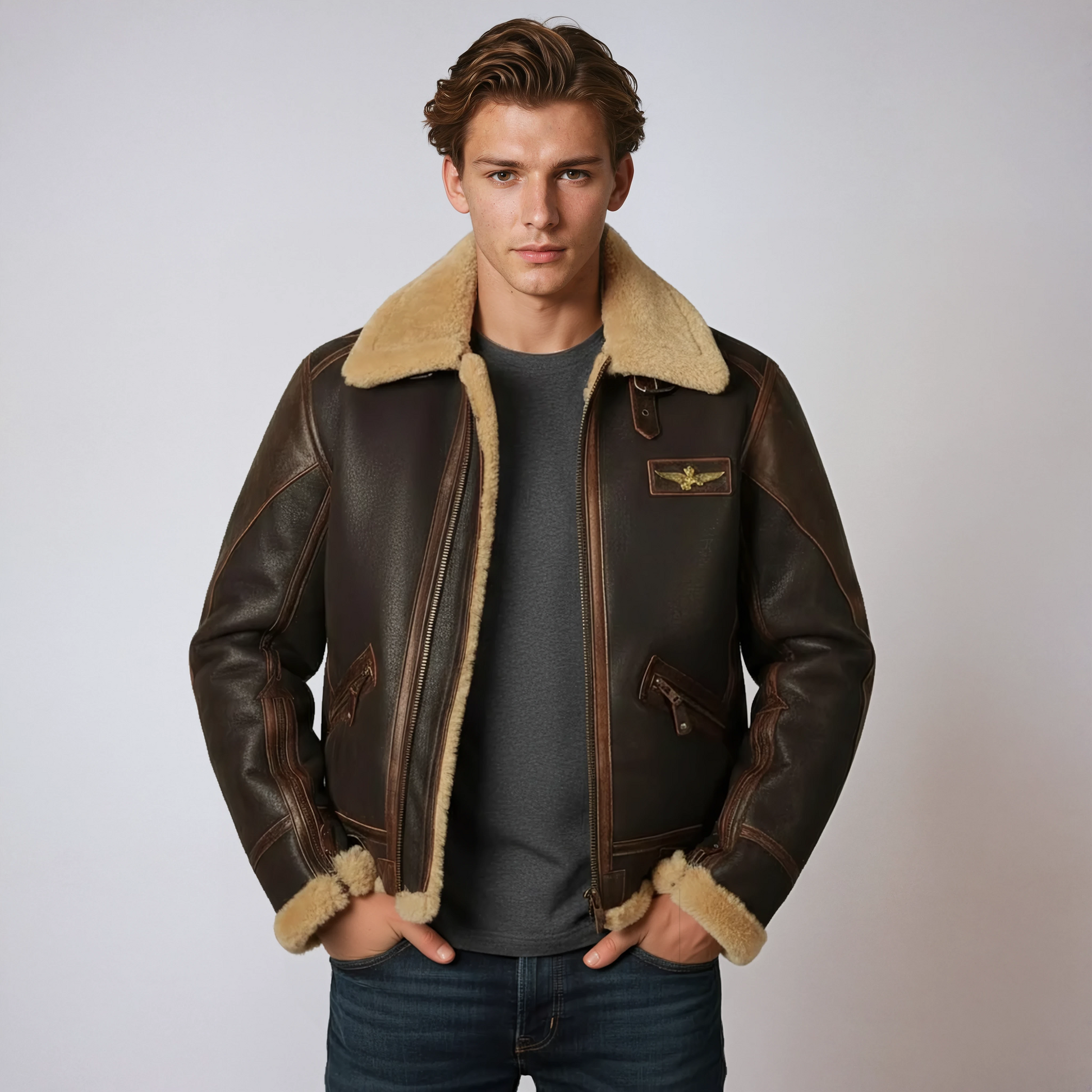 Tom - Pilotenjas Heren | Bontvoering & Ritsluiting - Glamorix