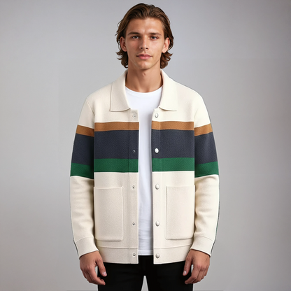 JULIEN – Heren vest met gekleurde strepen en knoopsluiting - Glamorix