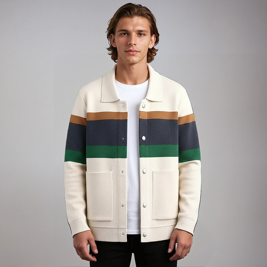 JULIEN – Heren vest met gekleurde strepen en knoopsluiting - Glamorix