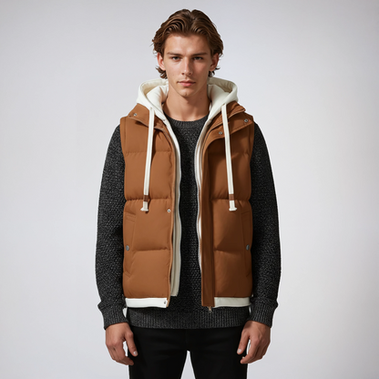 LIAM – Gewatteerde heren bodywarmer met capuchon - Glamorix