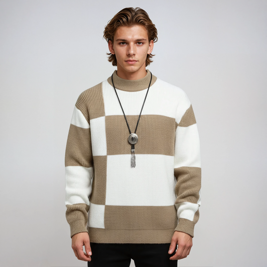 MILAN – Heren trui met blokpatroon en moderne pasvorm - Glamorix