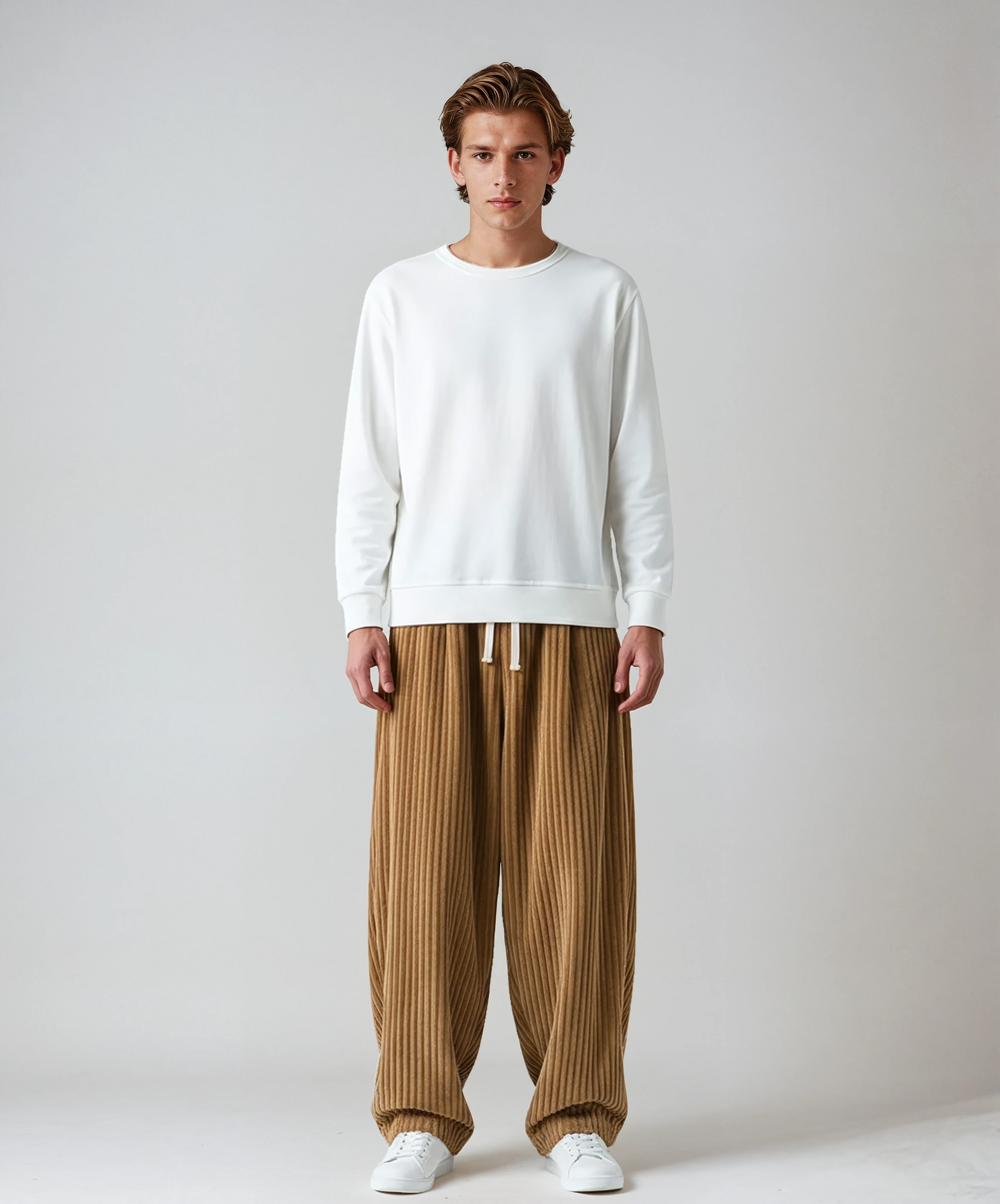 STEVE – Wijde corduroy herenbroek met trekkoord en relaxed fit - Glamorix