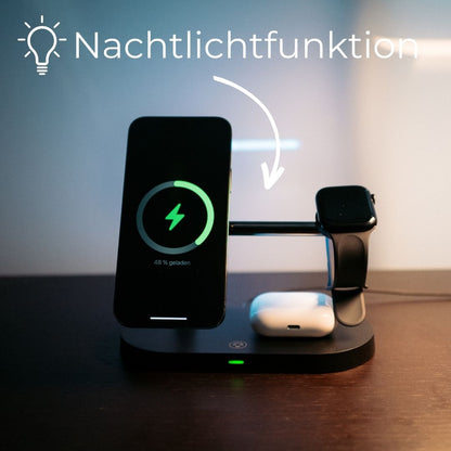 3-in-1 draadloos oplaadstation voor smartphone, smartwatch en earbuds – CHARGEHUB PRO - Glamorix