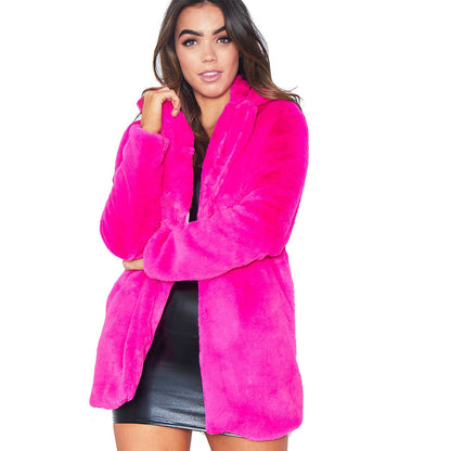 Mantel kunstbontmix met gegolfd oppervlak en warme voering voor dames met comfortabele pasvorm – LUMINA - Glamorix