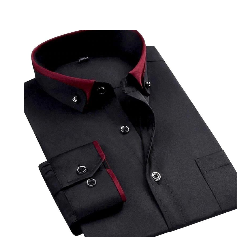 Modern heren overhemd met contrasterende kraagdetails – SilvanoEdge Shirt - Glamorix