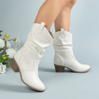 Midkuitlaars – Imitatieleer Met Blokhak & Stevige Grip - Glamorix