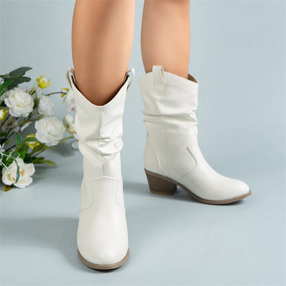 Midkuitlaars – Imitatieleer Met Blokhak & Stevige Grip - Glamorix