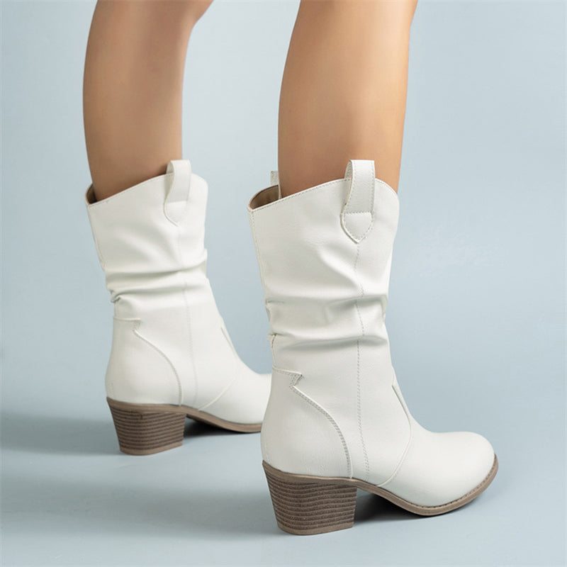 Midkuitlaars – Imitatieleer Met Blokhak & Stevige Grip - Glamorix