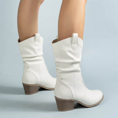 Midkuitlaars – Imitatieleer Met Blokhak & Stevige Grip - Glamorix