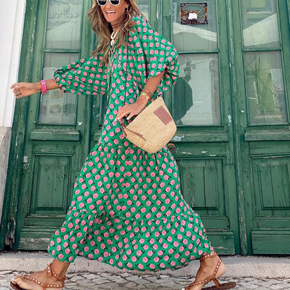 SELENA - Boho maxi-jurk met geometrische print voor vrouwen
