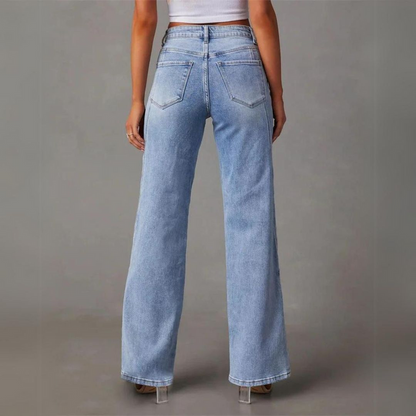 High waisted wide leg dames jeans met flatterende pasvorm – ARYA DENIM - Glamorix