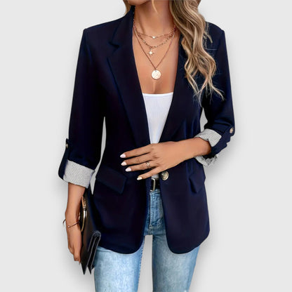 Elegante damesblazer met opgerolde mouwen en relaxte pasvorm – SOLENE BLAIR - Glamorix