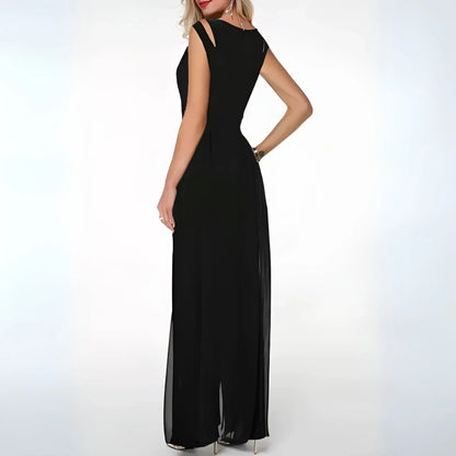 Mouwloze dames jumpsuit met wijde pijpen – BEGONIA - Glamorix