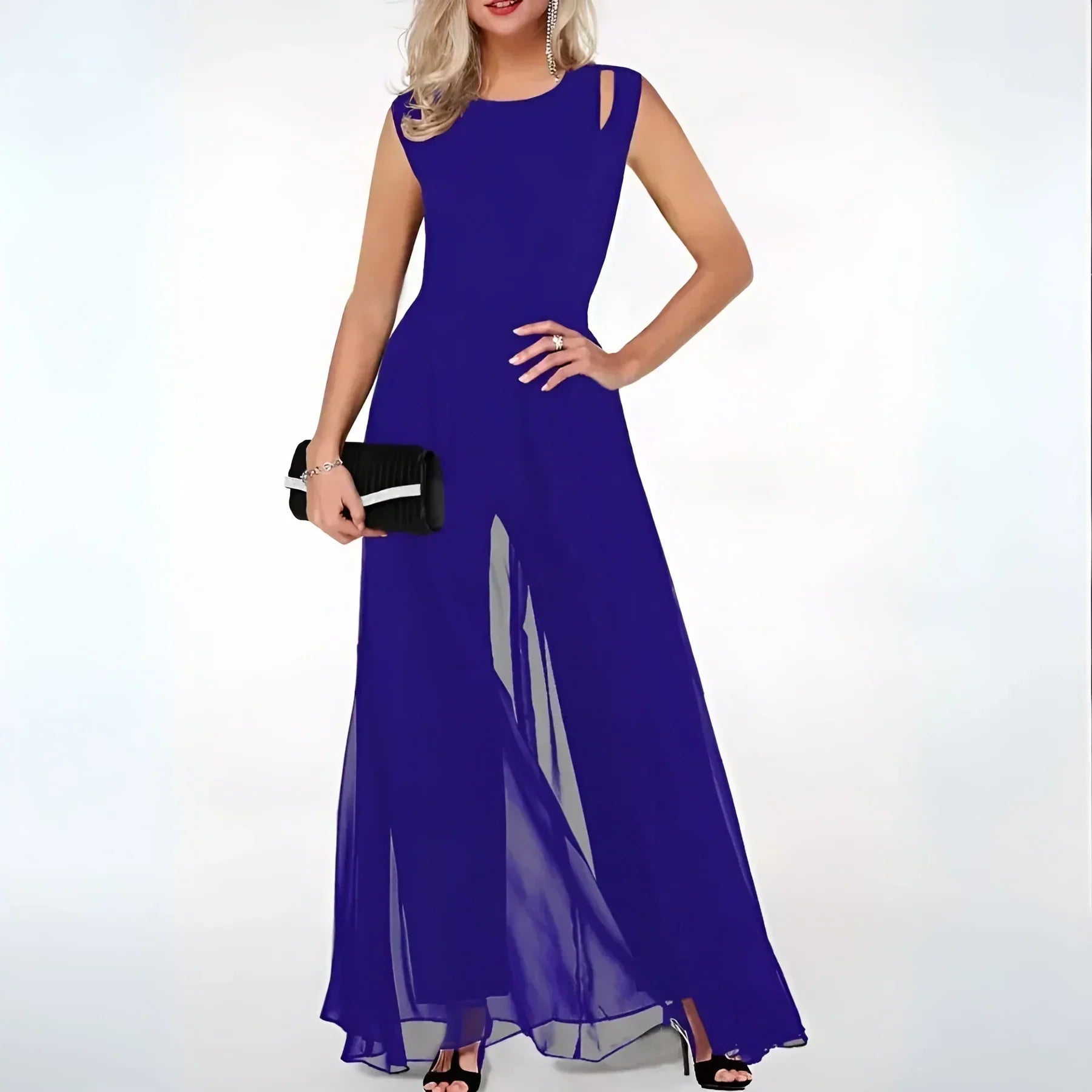 Mouwloze dames jumpsuit met wijde pijpen – BEGONIA - Glamorix