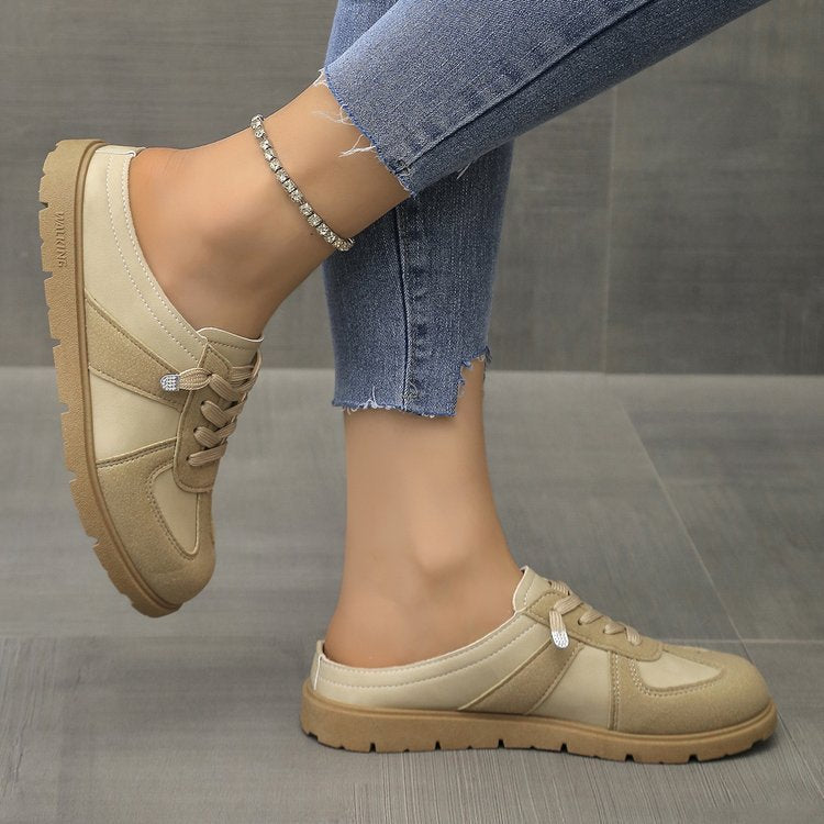 Stijlvolle dames veterschoen met glansdetails en sportieve zool – ELORIA SHINE - Glamorix