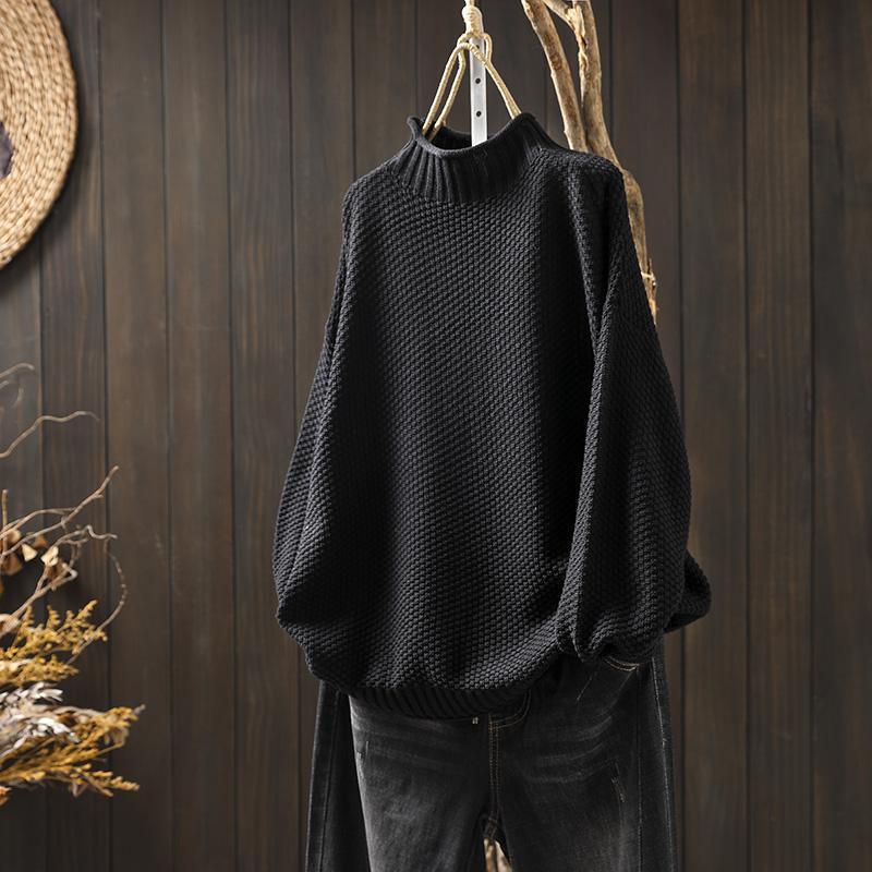 Dames gebreide wintertrui met grove structuur en hoge col warm en moeiteloos te dragen voor dames – NOVAWEAVE - Glamorix