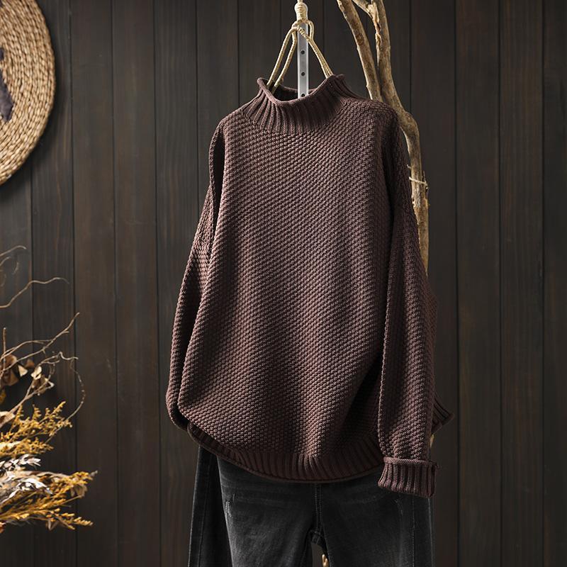 Dames gebreide wintertrui met grove structuur en hoge col warm en moeiteloos te dragen voor dames – NOVAWEAVE - Glamorix