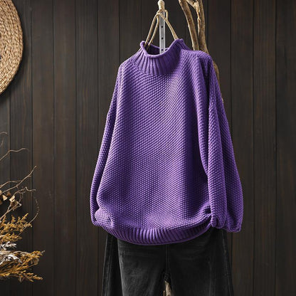 Dames gebreide wintertrui met grove structuur en hoge col warm en moeiteloos te dragen voor dames – NOVAWEAVE - Glamorix