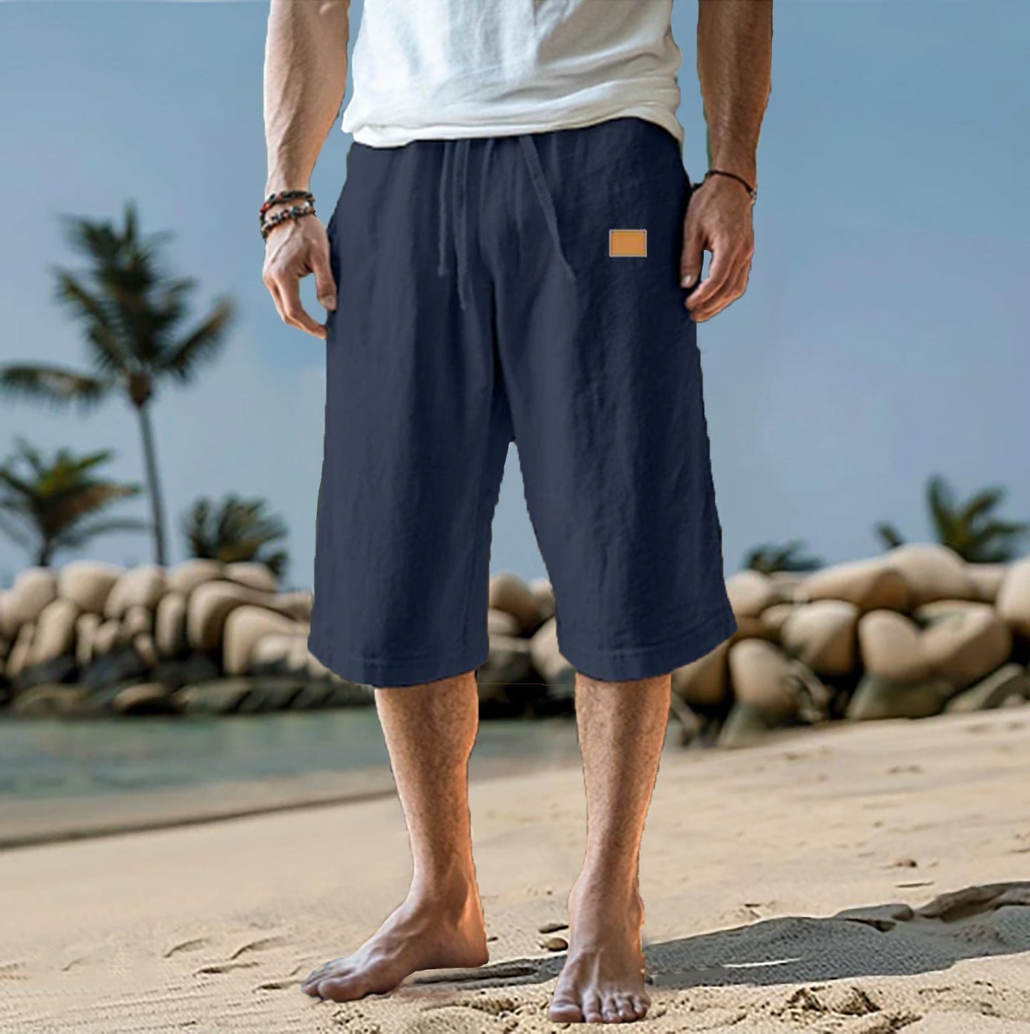 Modieuze herenshort met relaxte pasvorm en drawstring taille – ALVARO - Glamorix