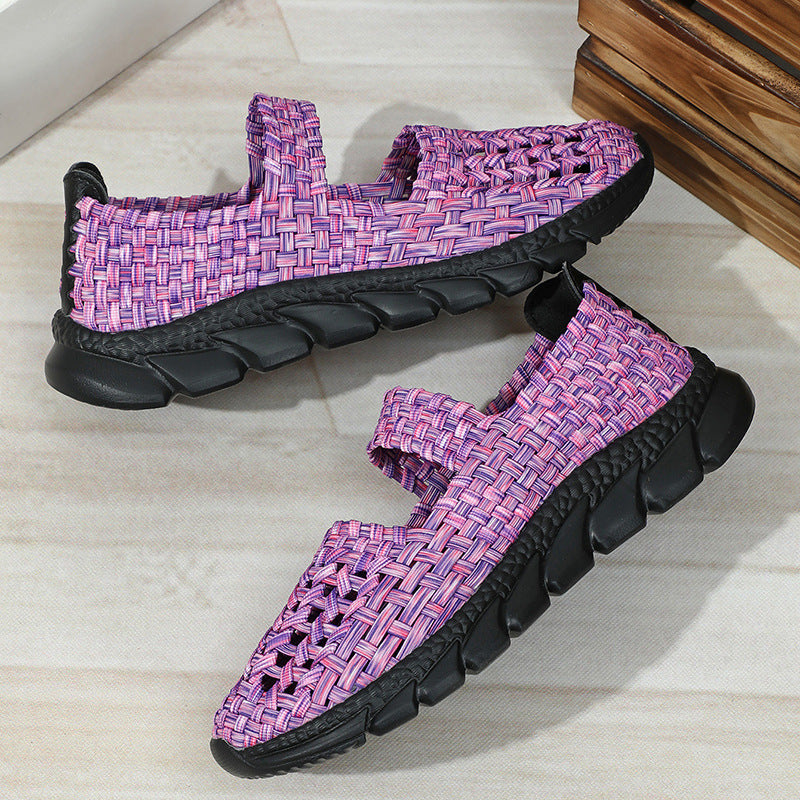 Geweven stretch dames instapper met elastische band – VELINA FLEX - Glamorix