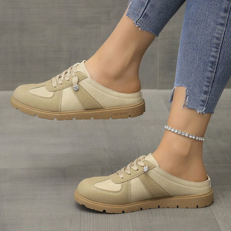Stijlvolle dames veterschoen met glansdetails en sportieve zool – ELORIA SHINE - Glamorix