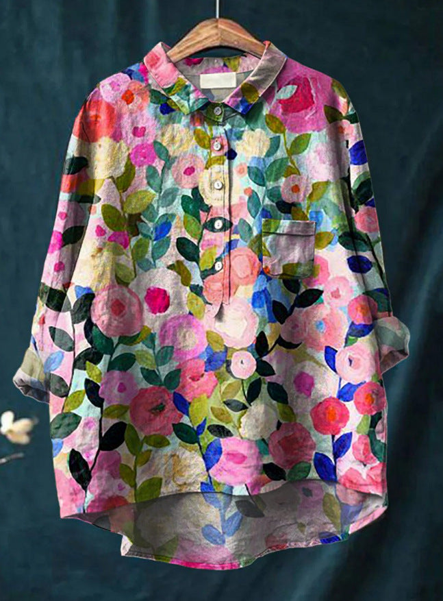 Rosalia - Losvallende damesblouse met kleurrijke bloemenprint - Glamorix