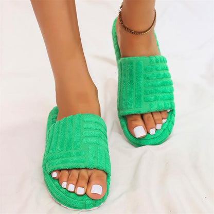 Zachte dames instapslippers met structuurband – ELADIA COMFORT - Glamorix