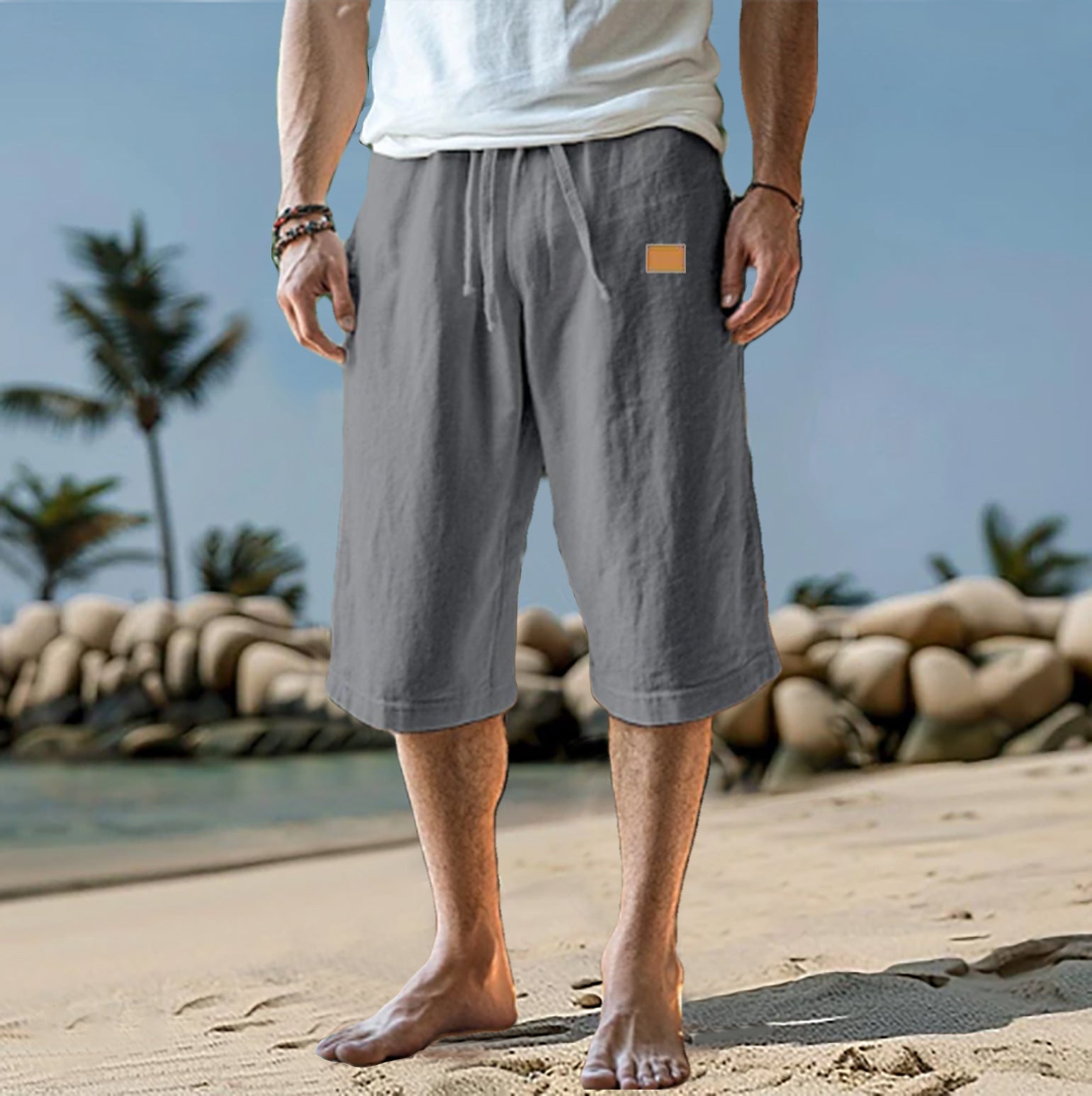 Modieuze herenshort met relaxte pasvorm en drawstring taille – ALVARO - Glamorix
