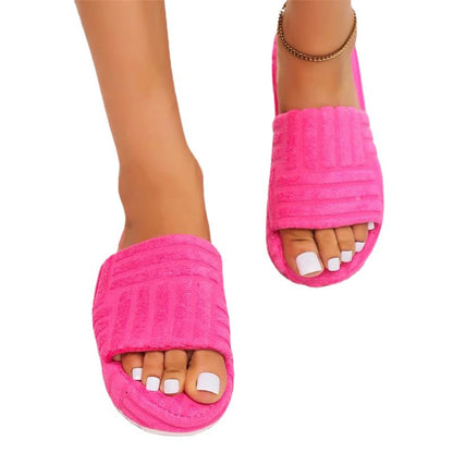 Zachte dames instapslippers met structuurband – ELADIA COMFORT - Glamorix