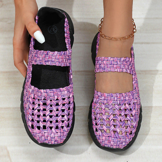 Geweven stretch dames instapper met elastische band – VELINA FLEX - Glamorix