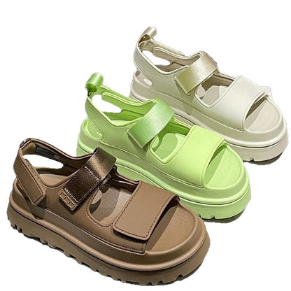 Chunky dames sandalen met brede band en klittenbandsluiting – KALANI GRIP - Glamorix