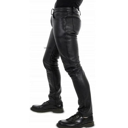 DAMON - Slim-fit leren broek voor heren