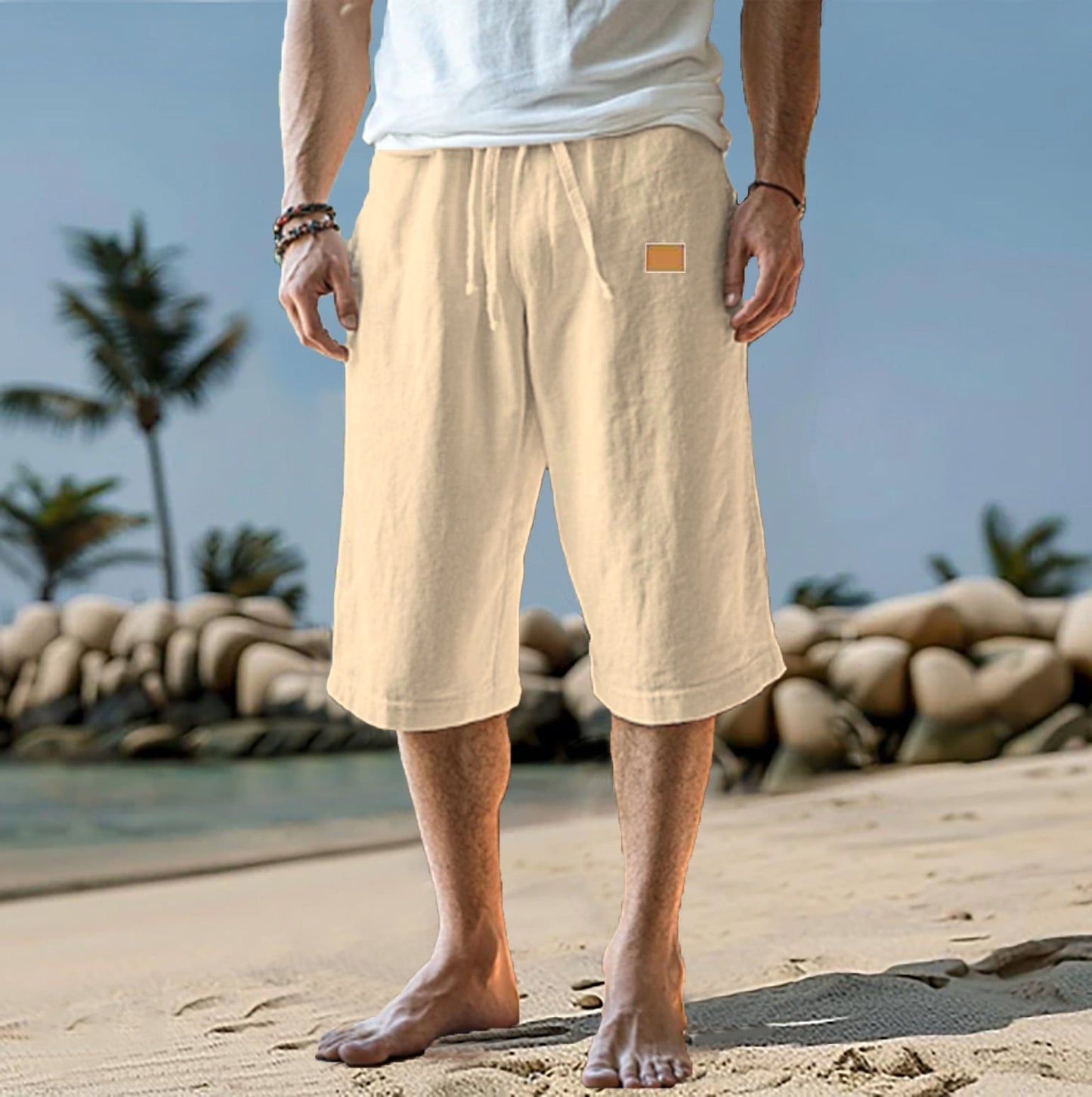 Modieuze herenshort met relaxte pasvorm en drawstring taille – ALVARO - Glamorix