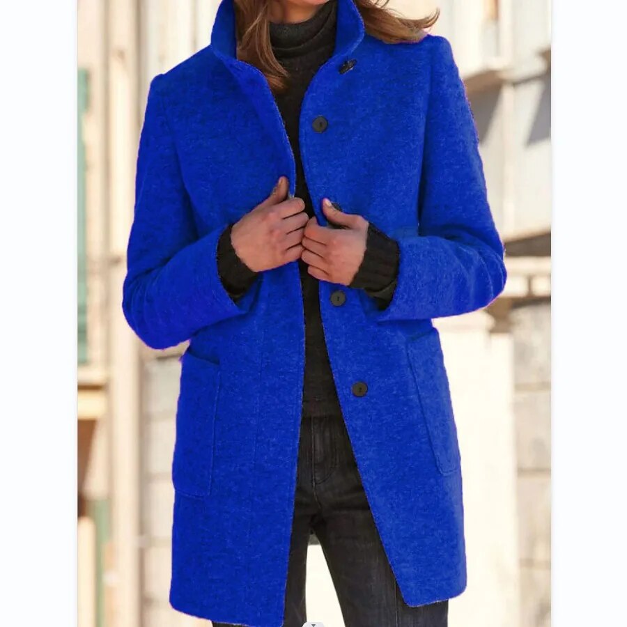 SOFIA - Elegante middellange jas met knoopsluiting