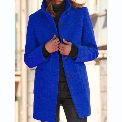 SOFIA - Elegante middellange jas met knoopsluiting