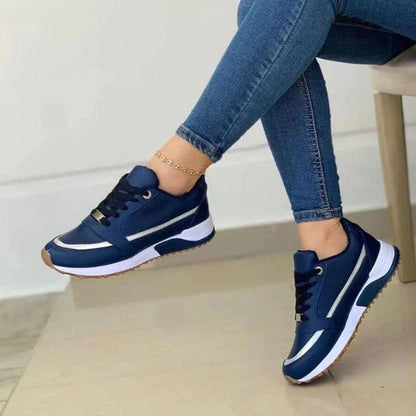 Comfortabele navy damessneakers met sportieve look – Navira FlowStep - Glamorix