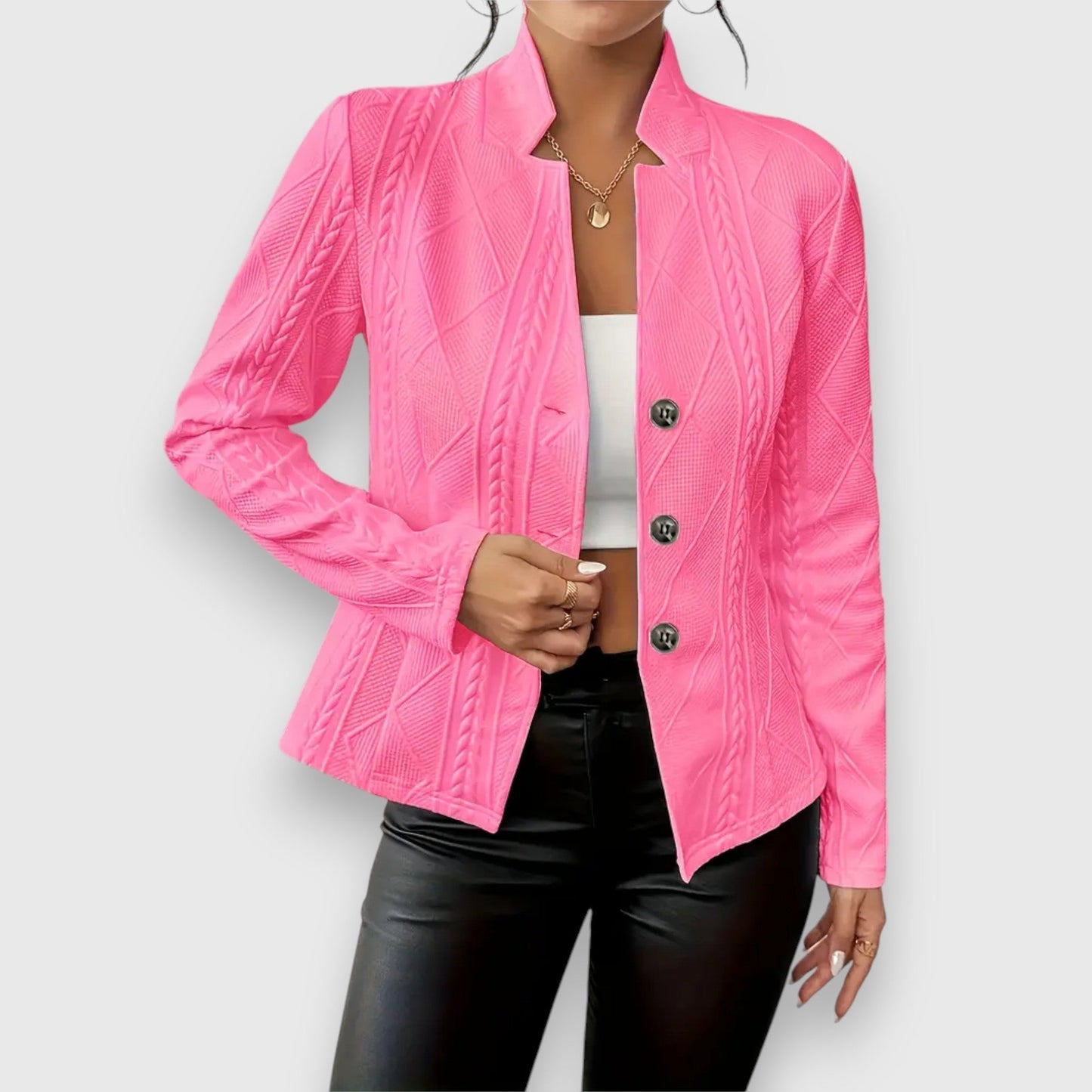 Getailleerde damesblazer met structuur en elegante snit – SERENA FORME - Glamorix